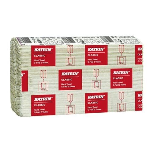 Katrin Classic C‑taitto käsipyyhe keltainen 100 arkkia per paketti Katrin Classic Hand Towel C-fold