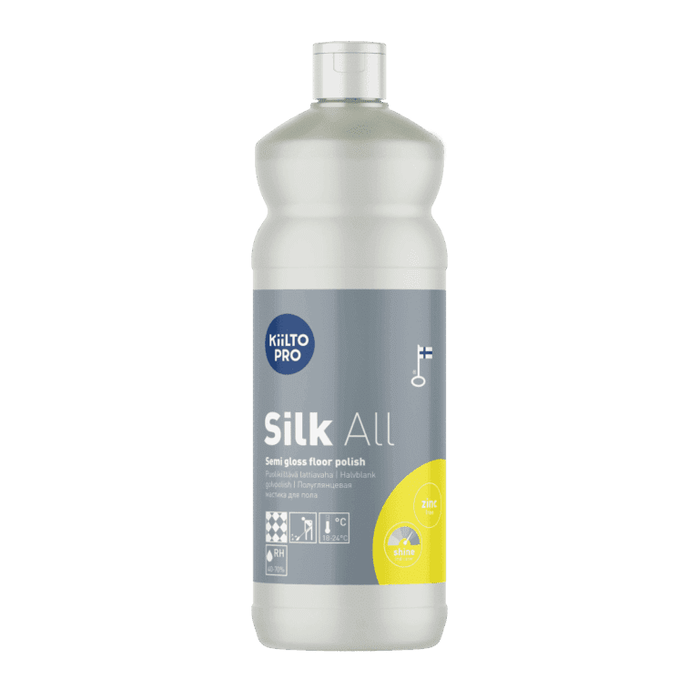 Kiilto Pro Silk All – puolikiiltävä lattiavaha vahattaville lattiapinnoille ammattikäyttöön