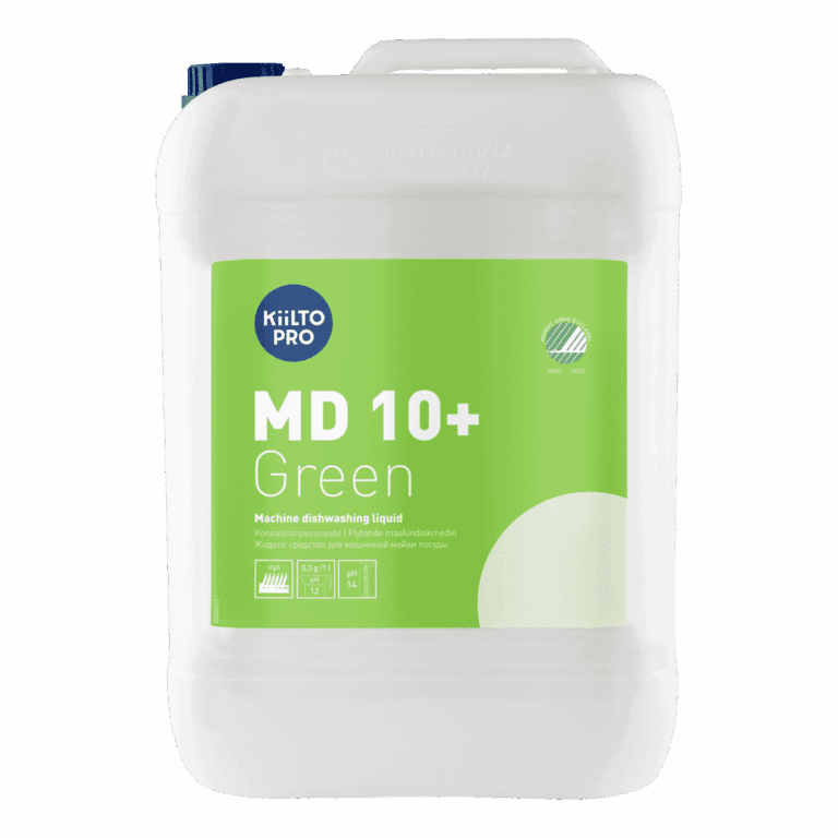 Kiilto MD 10+ Green – ympäristömyötäinen koneastianpesuaine ammattikäyttöön.