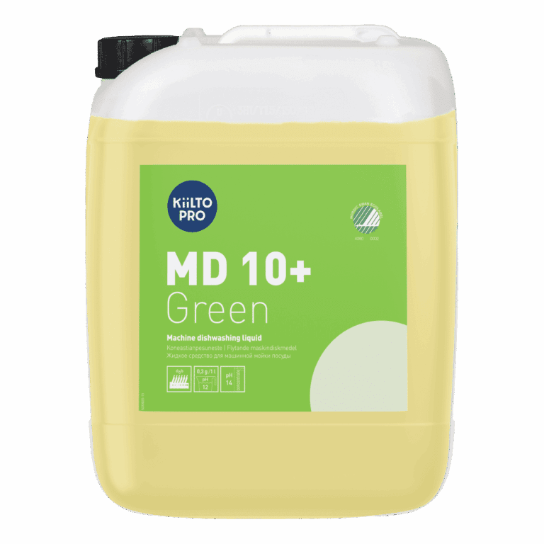 Kiilto MD 10+ Green – ympäristömyötäinen koneastianpesuaine ammattikäyttöön.