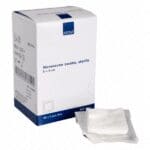 ABENA kuitutaitos 5×5 cm – steriili 4-kerroksinen taitos haavanhoitoon, 5 kpl/pussi