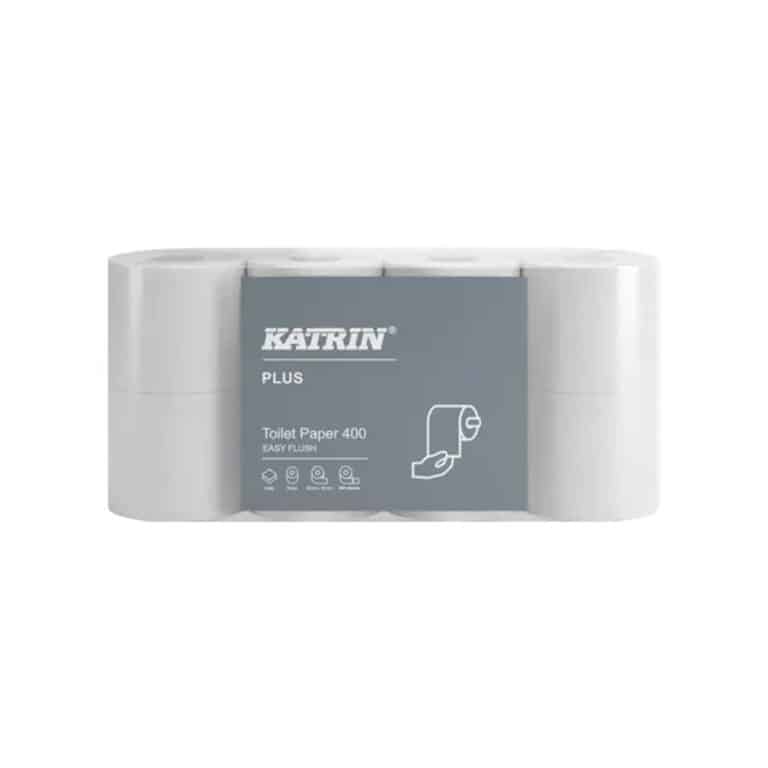 Katrin Plus Wc-paperi EasyFlush 400 arkkia – korkealaatuinen, 2-kerroksinen wc-paperi erityiskohteisiin