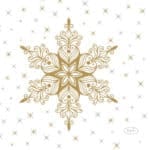 Tissue-lautasliina 24 x 24 cm Snowstars White 3-krs – kompostoitava lumihiutalekuosinen lautasliina juhlapöytään