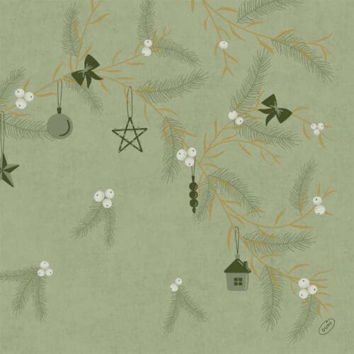 Bio Dunisoft® Noel Pistachio 40 x 40 cm -lautasliina, pehmeä ja imukykyinen joulukattaukseen